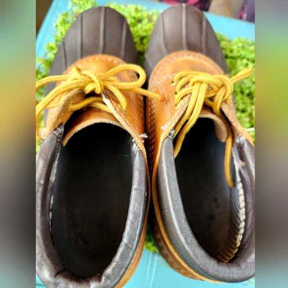 HIP L.L. BEAN Hunting Boots Maine Lace Dark Brown Tan Leather Duck Shoes 10W 9M - Picture 12 of 12